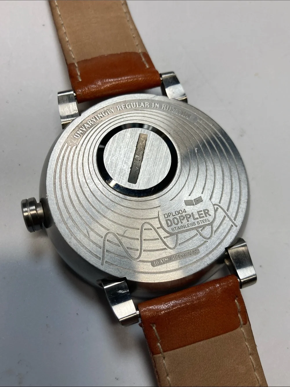 Vestal Men's Black Dial Watch with Brown Perforated Leather Strap, read